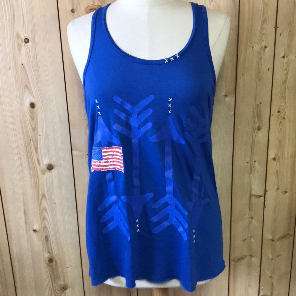LAST CALL Bohemian Cowgirl American flag arrow tank top NWT RODEO NFR festival